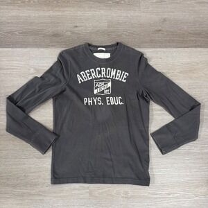 Y2K Abercrombie & Fitch Long Sleeve Shirt Mens M Gray Muscle Phys Ed Graphic